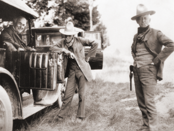 HENRY FORD AND HIS SON MIKE FORD, CANYONVILLE, OREGON, 1945