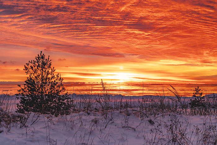 To capture January-morning colors, this northeast Michigan photographer was ready for the perfect shot about 20 minutes before the sun rose